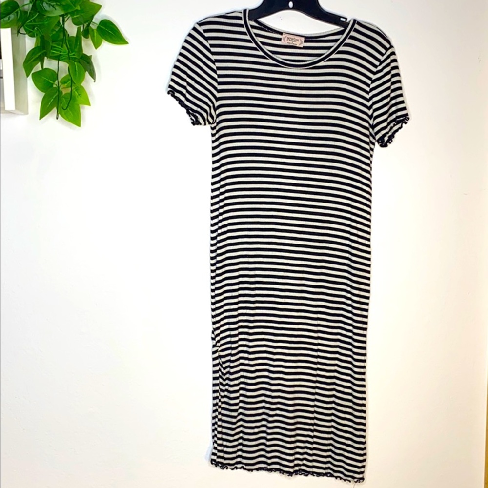 Striped long maternity dress
